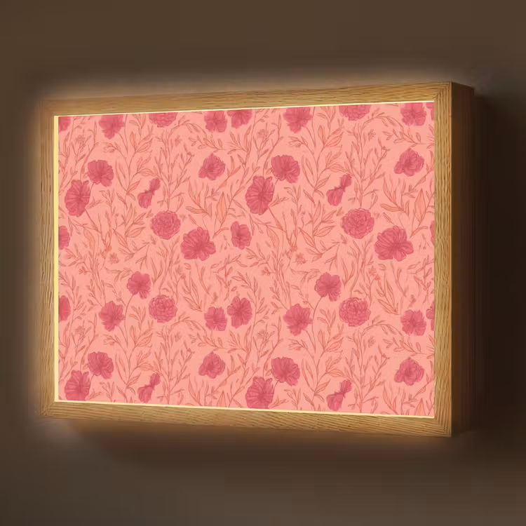 Lightbox - Wandlamp - Weidebloemen - Romantisch - Roze — 1