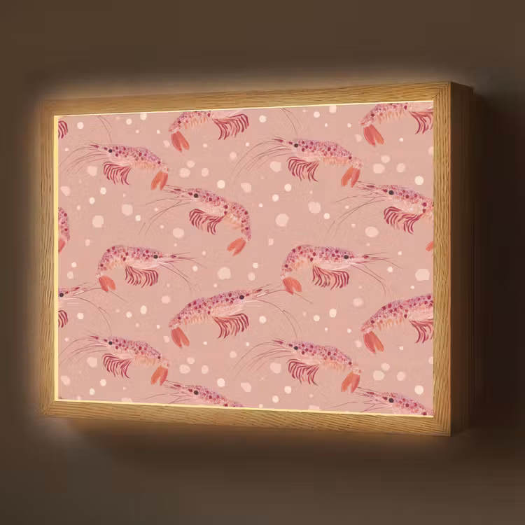 Lightbox - Wandlamp - Garnalen - Stippen - Roze — 1