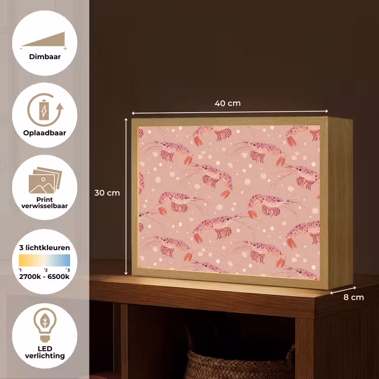 Lightbox - Wandlamp - Garnalen - Stippen - Roze — 10