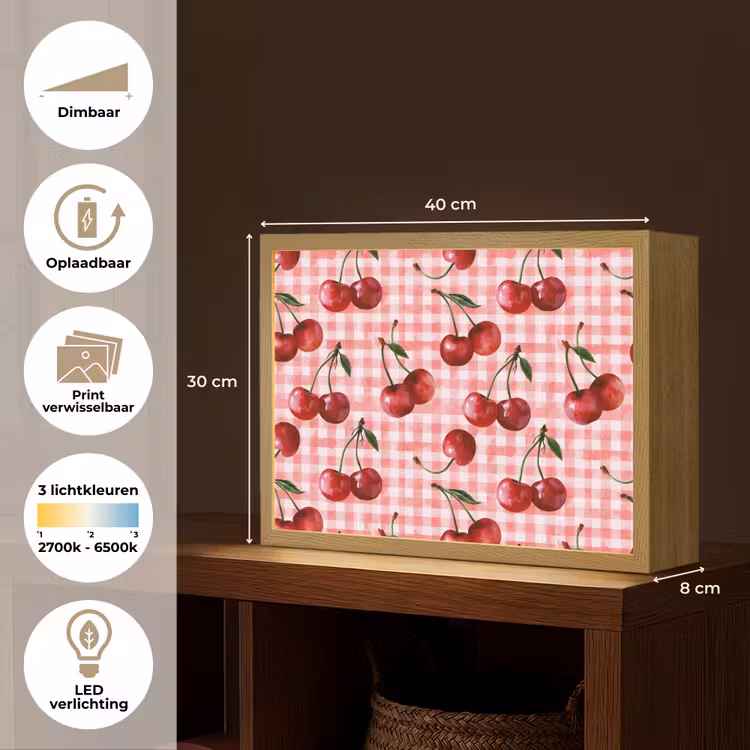 Lightbox - Wandlamp - Kersen - Blokken - Rood — 10
