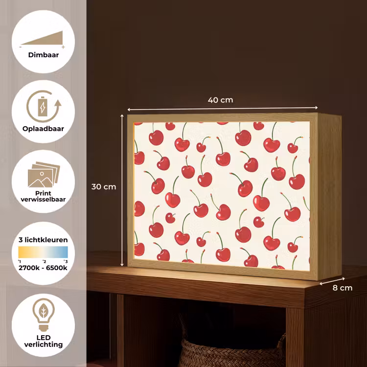 Lightbox - Wandlamp - Kersen - Minimalistisch - Rood — 10