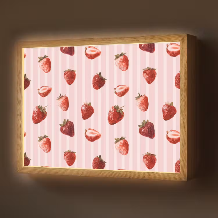 Lightbox - Wandlamp - Strepen - Aardbei - Roze — 1