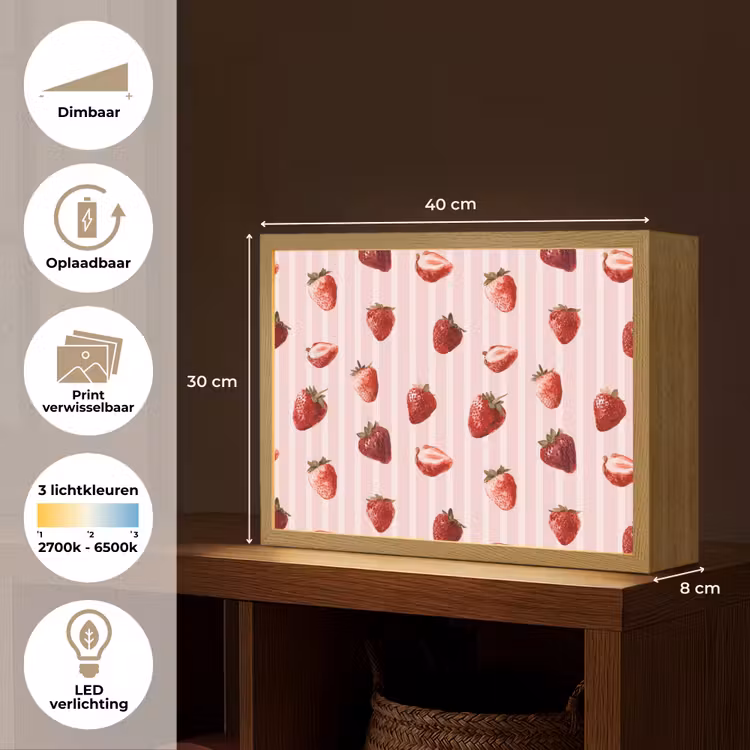 Lightbox - Wandlamp - Strepen - Aardbei - Roze — 10