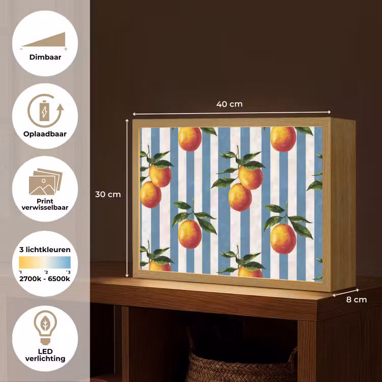 Lightbox - Wandlamp - Strepen - Citroen - Blauw — 10