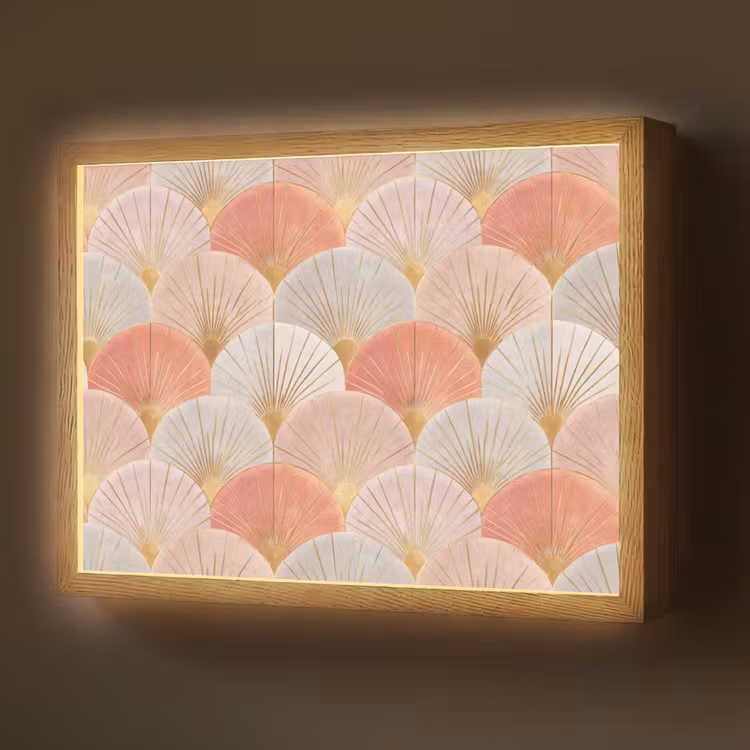 Lightbox - Wandlamp - Waaiers - Goud - Roze — 1