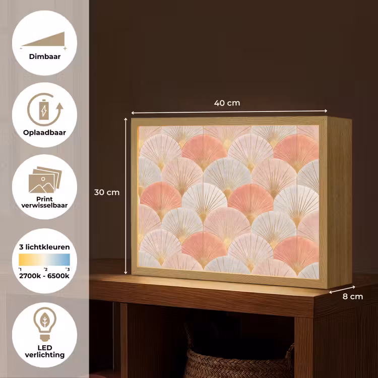 Lightbox - Wandlamp - Waaiers - Goud - Roze — 10