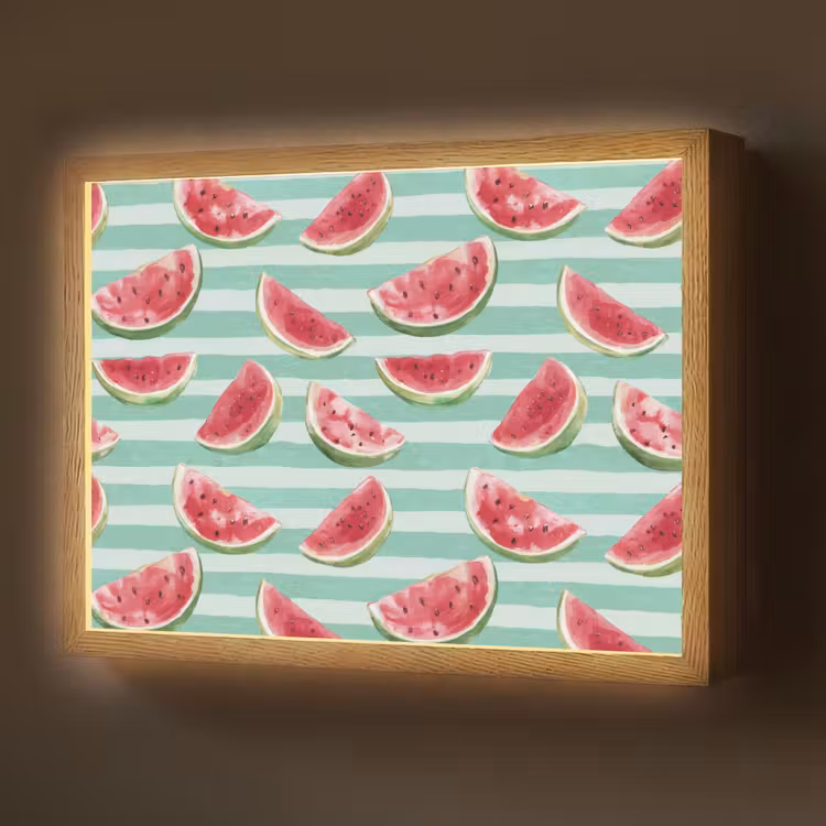 Lightbox - Wandlamp - Watermeloen - Strepen - Groen — 1