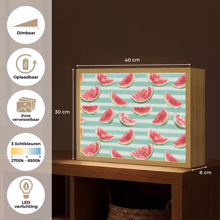 Lightbox - Wandlamp - Watermeloen - Strepen - Groen — 10