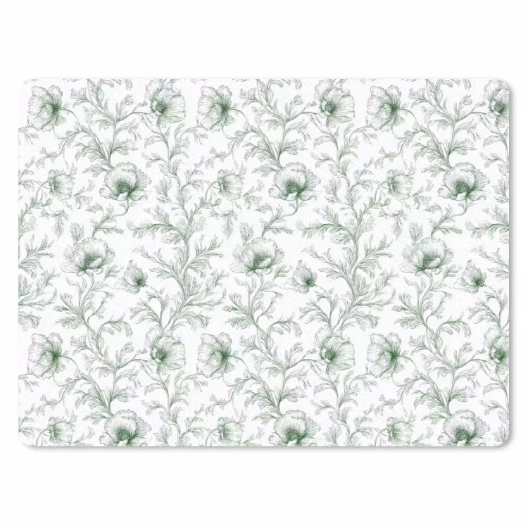 Muismat - Bloemen - Getekend - Groen — 1