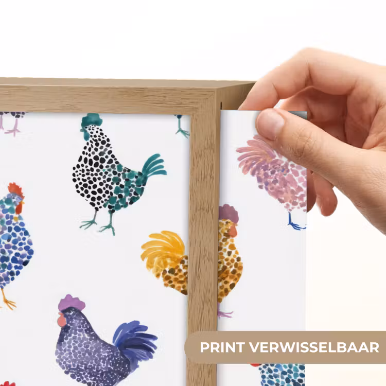 Lightbox - Wandlamp - Kippen -Aquarel - Kleurrijk — 5