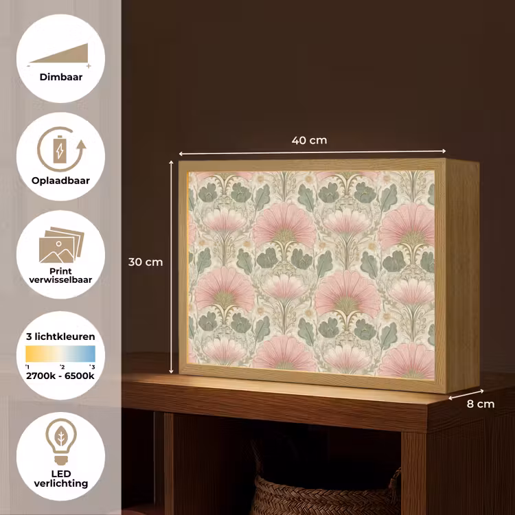 Lightbox - Wandlamp - Klassiek - Patroon - Roze — 10
