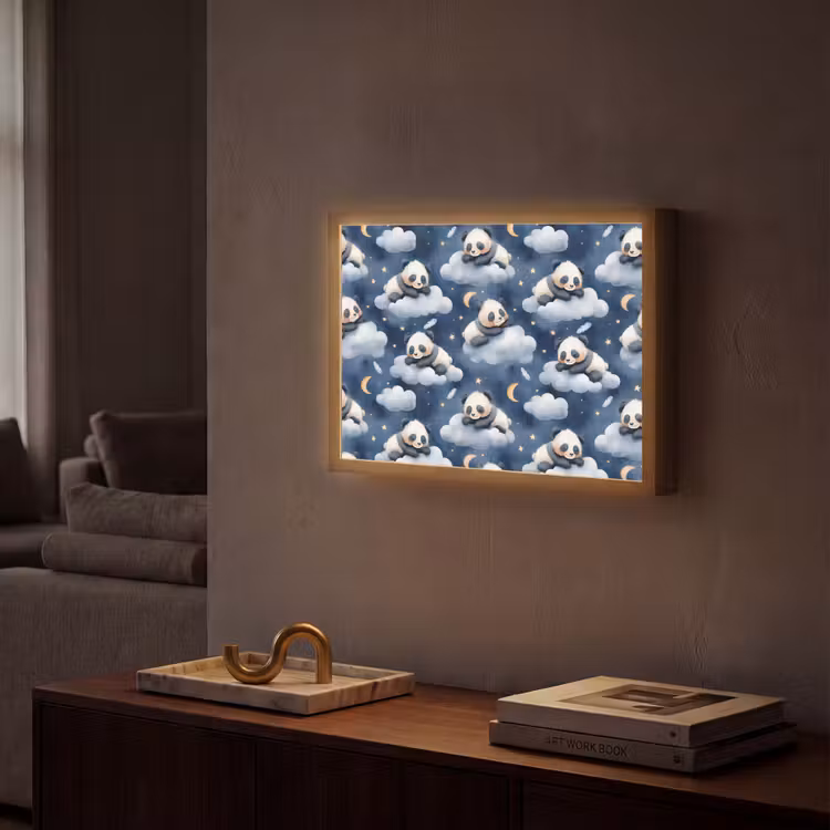 Lightbox - Wandlamp - Panda's - Slapen - Blauw — 2