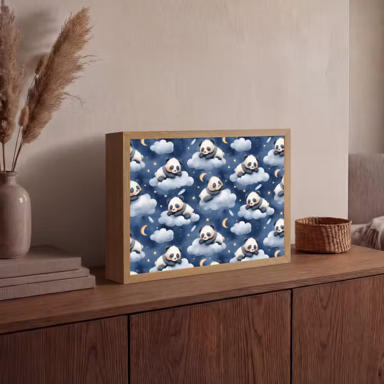 Lightbox - Wandlamp - Panda's - Slapen - Blauw — 4