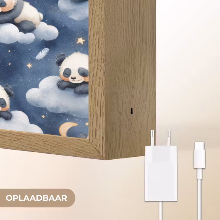 Lightbox - Wandlamp - Panda's - Slapen - Blauw — 7