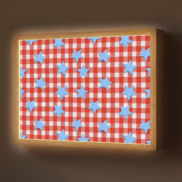 Lightbox - Wandlamp - Ruit - Sterren - Rood — 1