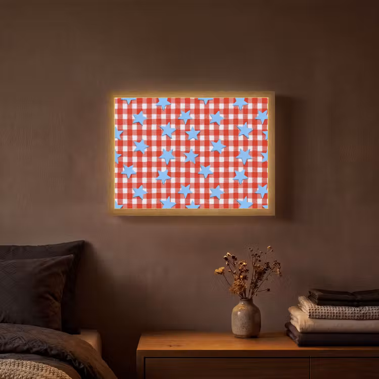 Lightbox - Wandlamp - Ruit - Sterren - Rood — 3