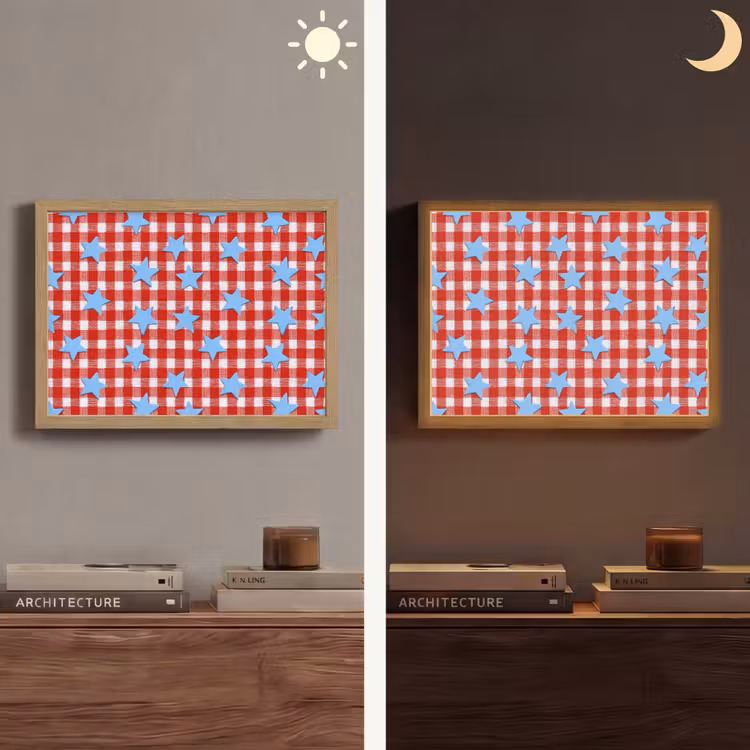 Lightbox - Wandlamp - Ruit - Sterren - Rood — 6