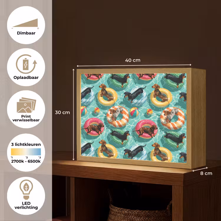 Lightbox - Wandlamp - Teckels - Zwembad - Kleurrijk — 10