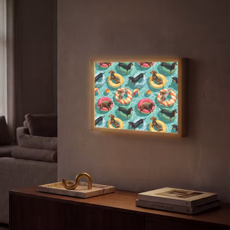 Lightbox - Wandlamp - Teckels - Zwembad - Kleurrijk — 2