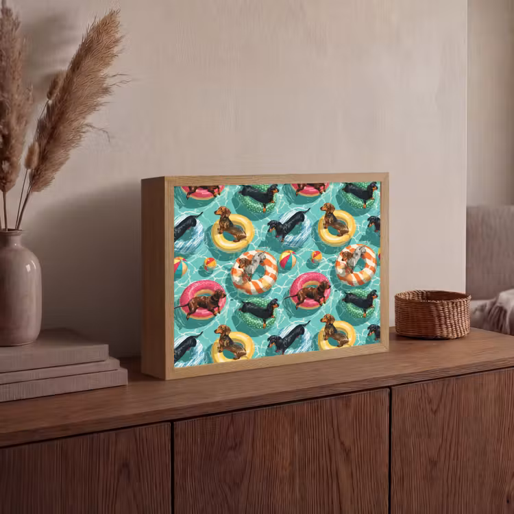 Lightbox - Wandlamp - Teckels - Zwembad - Kleurrijk — 4