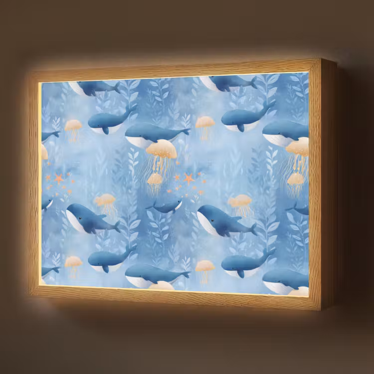 Lightbox - Wandlamp - Walvissen - Oceaan - Blauw — 1