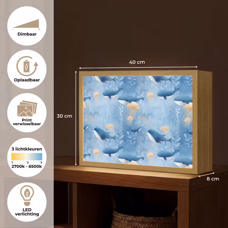 Lightbox - Wandlamp - Walvissen - Oceaan - Blauw — 10