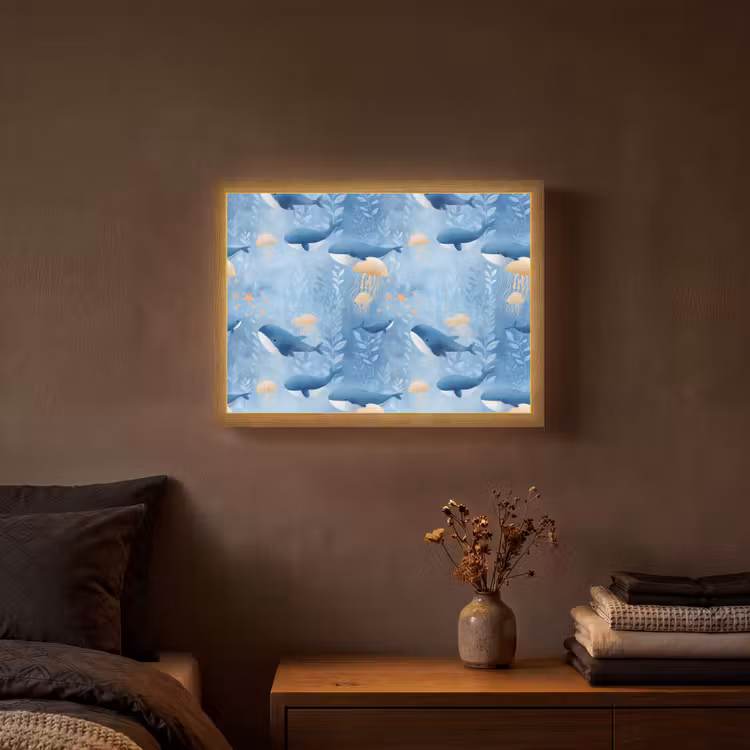 Lightbox - Wandlamp - Walvissen - Oceaan - Blauw — 3