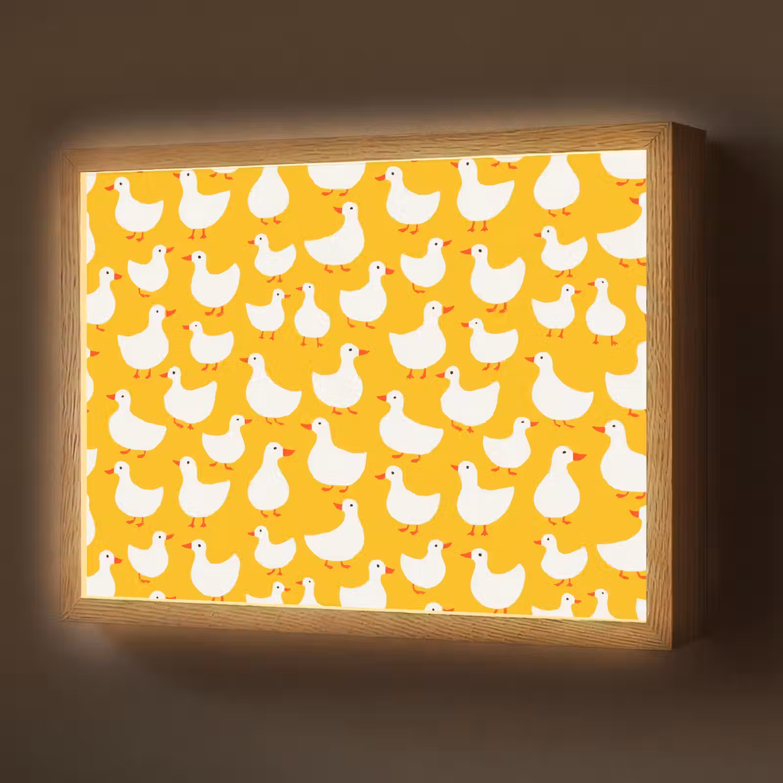 Lightbox - Wandlamp - Eendjes - Patroon - Geel — 1
