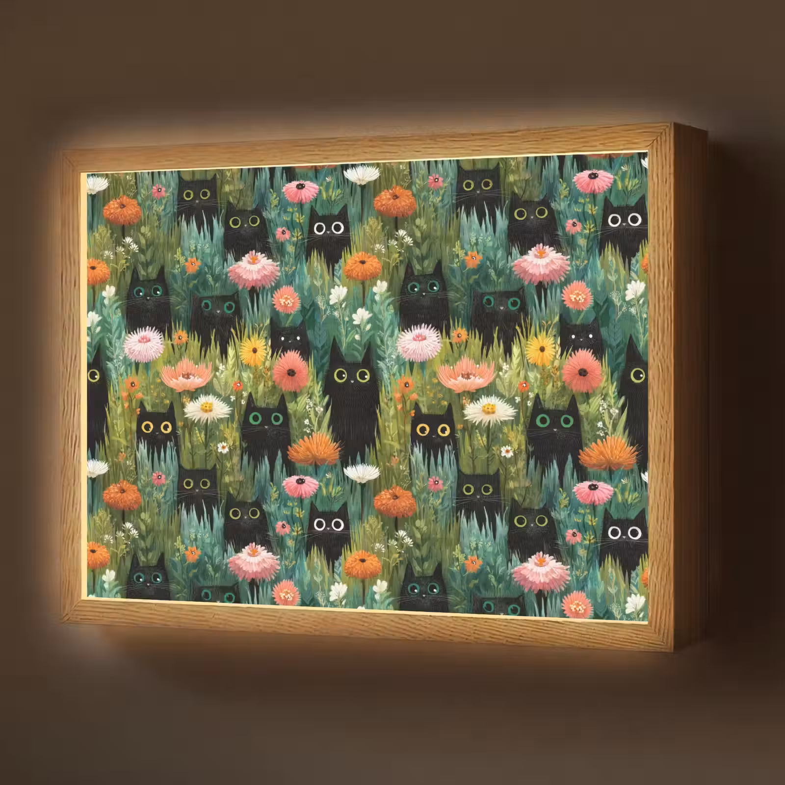 Lightbox - Wandlamp - Katten - Bloemen - Kleurrijk — 1