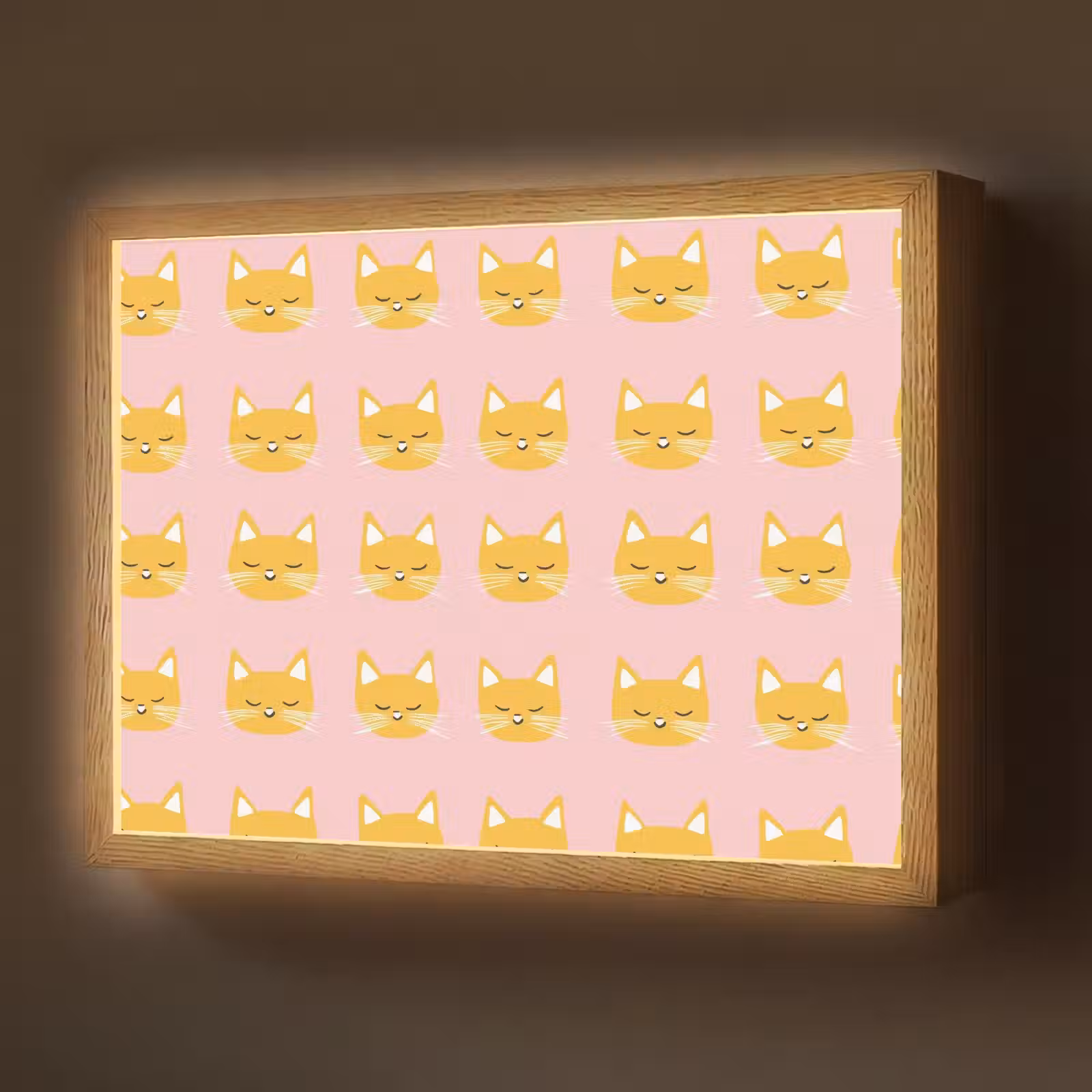 Lightbox - Wandlamp - Katten - Patroon - Roze — 1