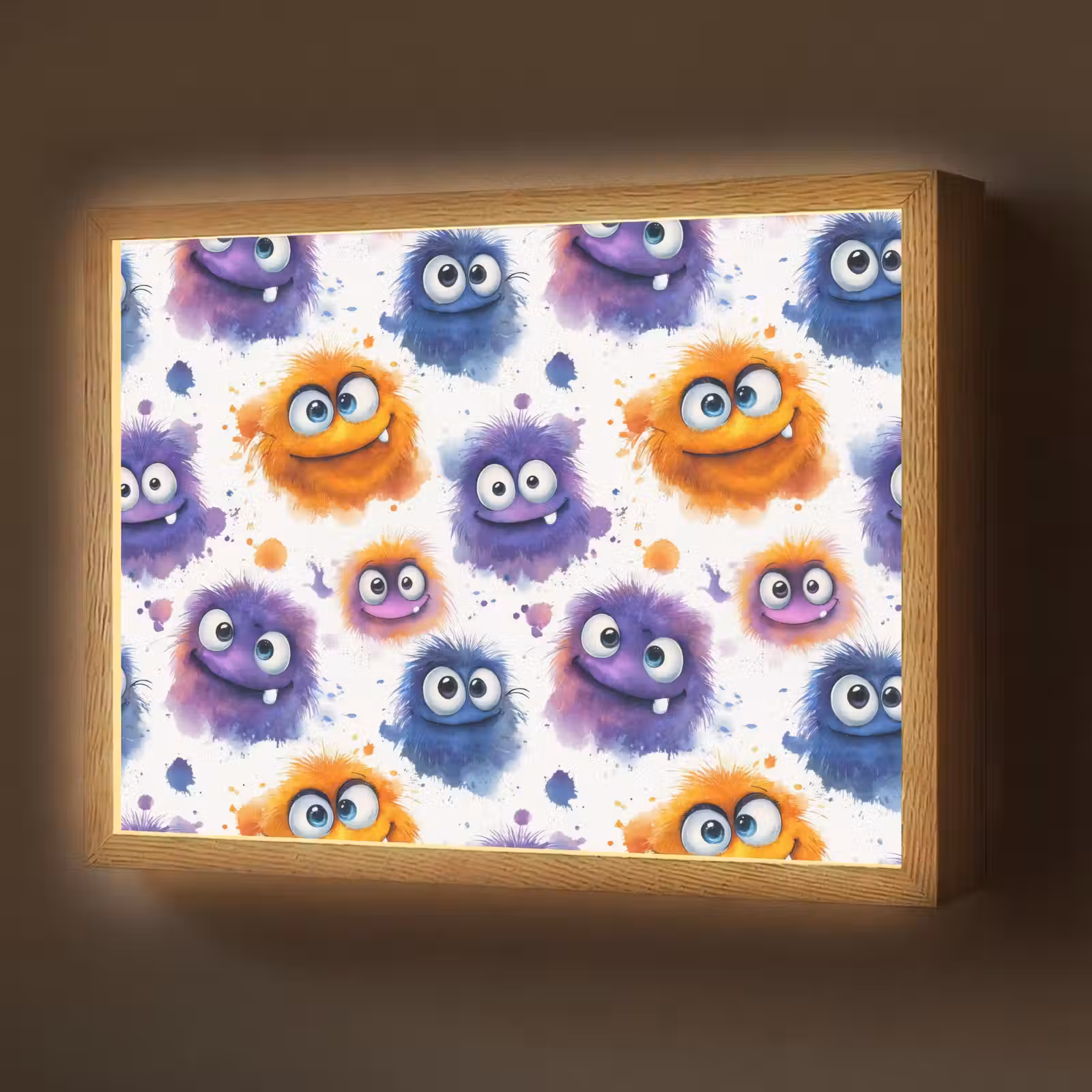 Lightbox - Wandlamp - Monstertjes - Aquarel - Kleurrijk — 1