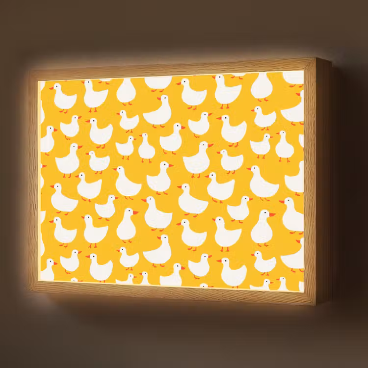 Lightbox - Wandlamp - Eendjes - Patroon - Geel — 1