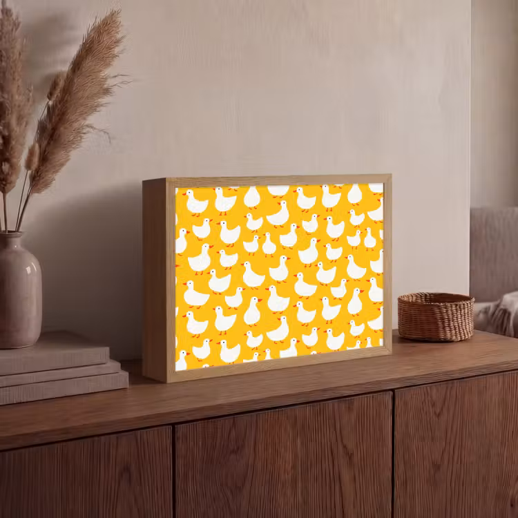 Lightbox - Wandlamp - Eendjes - Patroon - Geel — 4