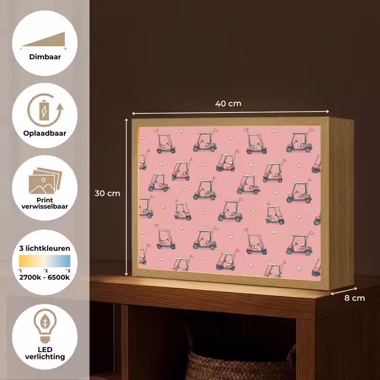 Lightbox - Wandlamp - Golfkar - Retro - Roze — 10