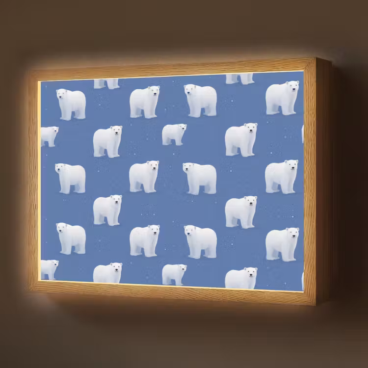 Lightbox - Wandlamp - IJsbeer - Patroon - Blauw — 1