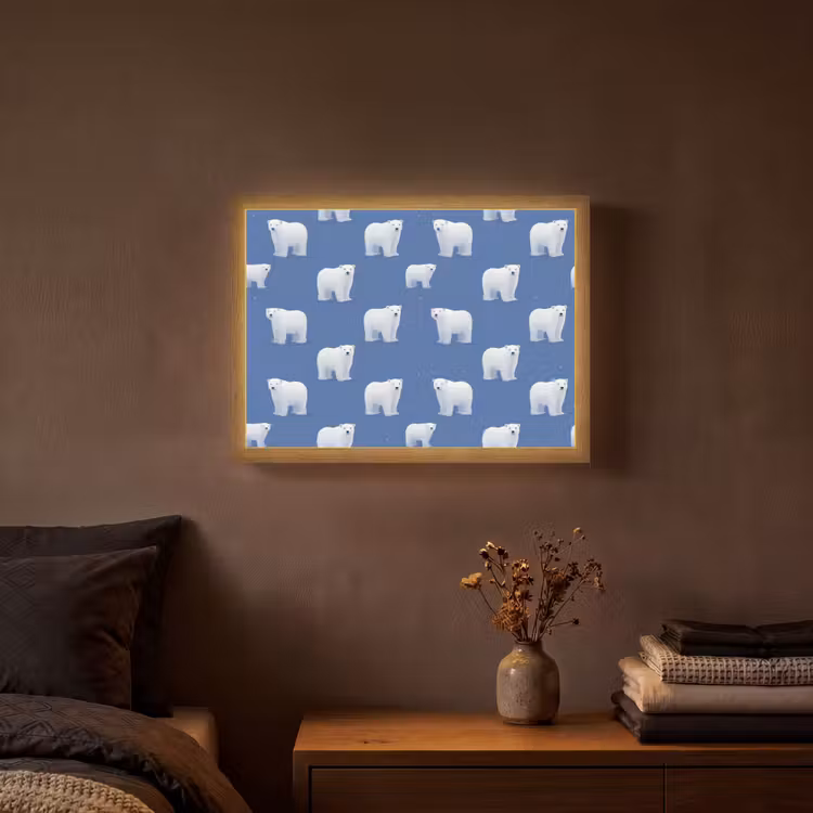 Lightbox - Wandlamp - IJsbeer - Patroon - Blauw — 3