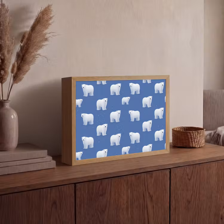 Lightbox - Wandlamp - IJsbeer - Patroon - Blauw — 4