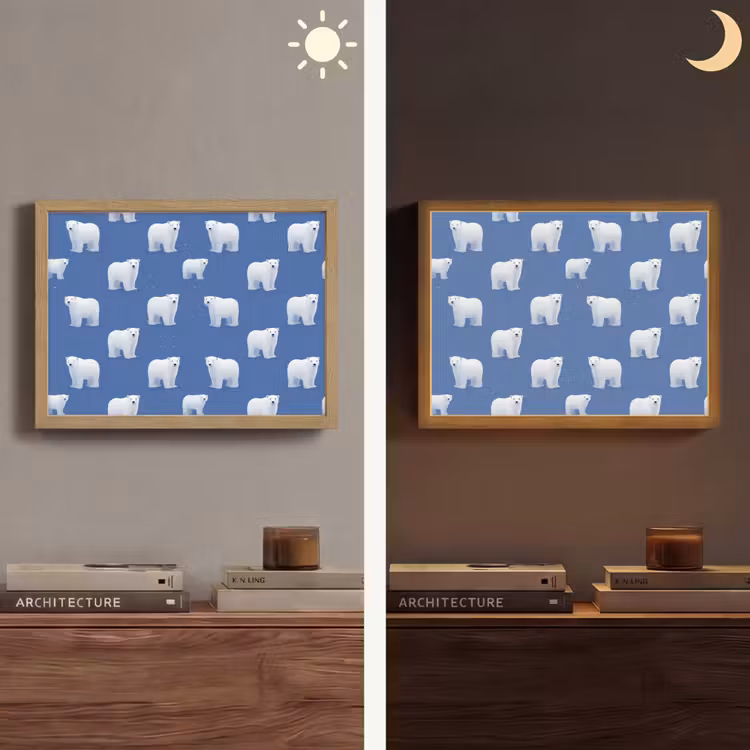 Lightbox - Wandlamp - IJsbeer - Patroon - Blauw — 6