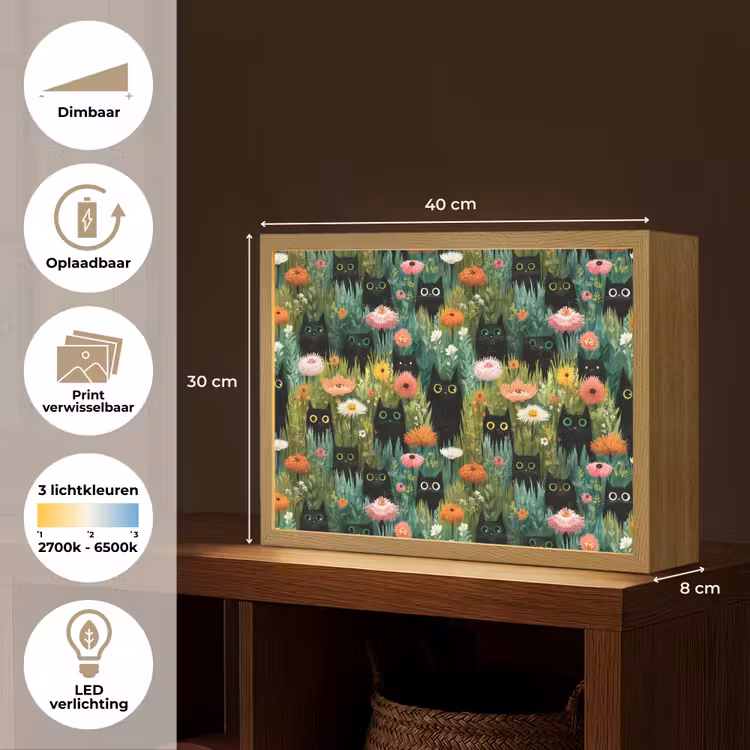 Lightbox - Wandlamp - Katten - Bloemen - Kleurrijk — 10