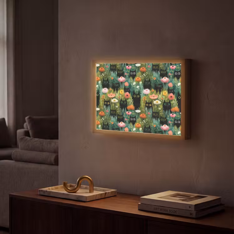 Lightbox - Wandlamp - Katten - Bloemen - Kleurrijk — 2