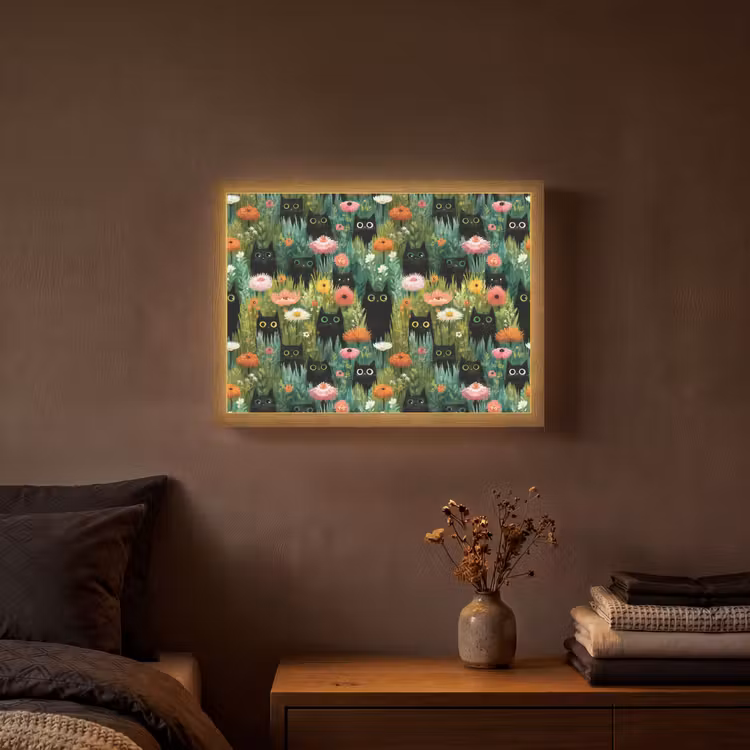 Lightbox - Wandlamp - Katten - Bloemen - Kleurrijk — 3