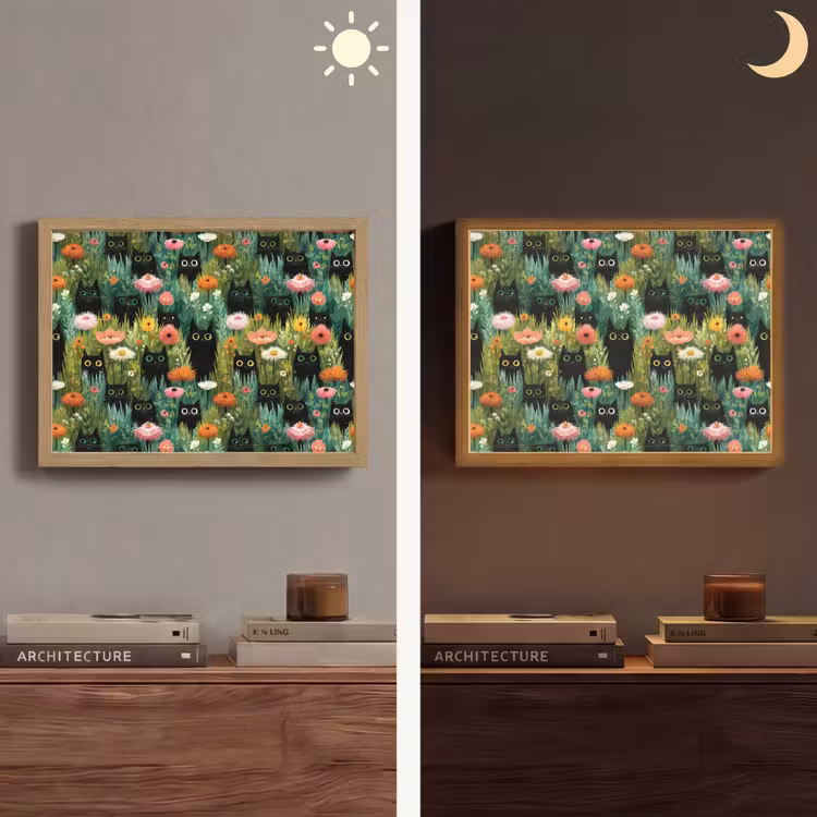 Lightbox - Wandlamp - Katten - Bloemen - Kleurrijk — 6