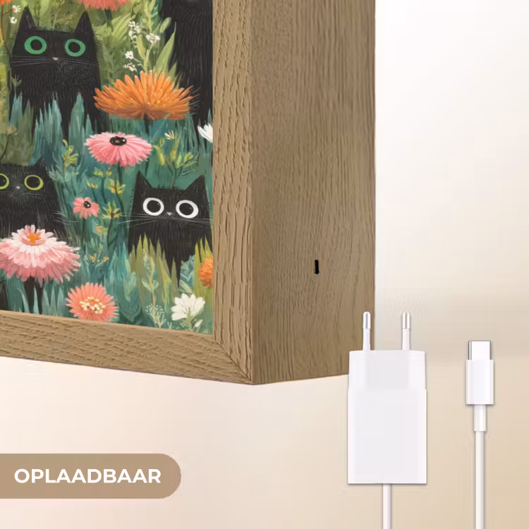 Lightbox - Wandlamp - Katten - Bloemen - Kleurrijk — 7