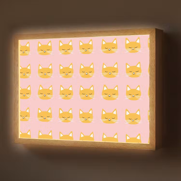 Lightbox - Wandlamp - Katten - Patroon - Roze — 1