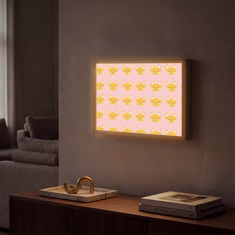 Lightbox - Wandlamp - Katten - Patroon - Roze — 2