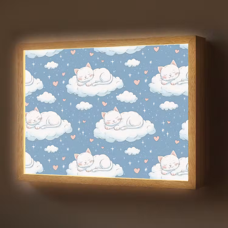 Lightbox - Wandlamp - Kitten - Wolken - Blauw — 1