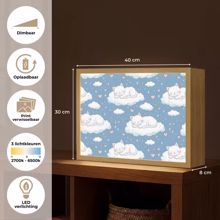 Lightbox - Wandlamp - Kitten - Wolken - Blauw — 10