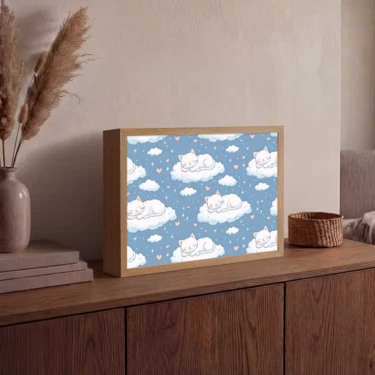 Lightbox - Wandlamp - Kitten - Wolken - Blauw — 4