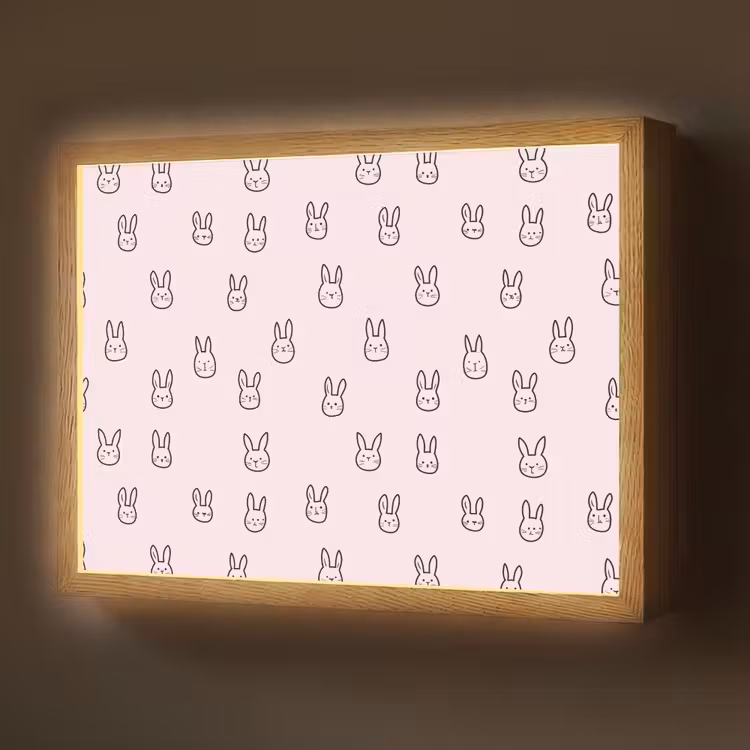 Lightbox - Wandlamp - Konijnen - Minimalistisch - Roze — 1