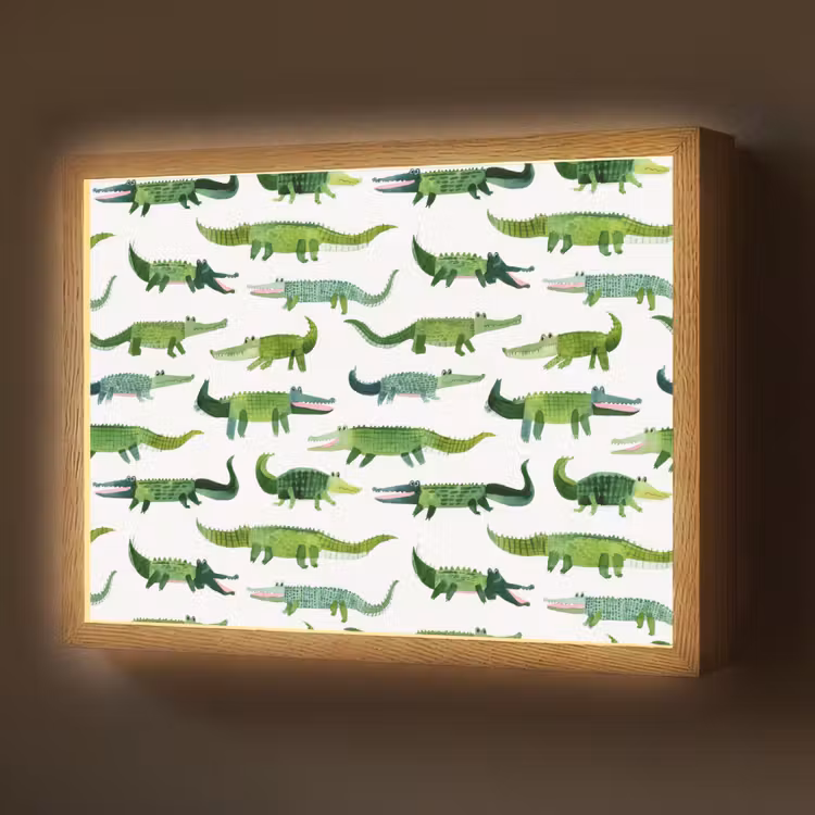 Lightbox - Wandlamp - krokodillen - Speels - Groen — 1